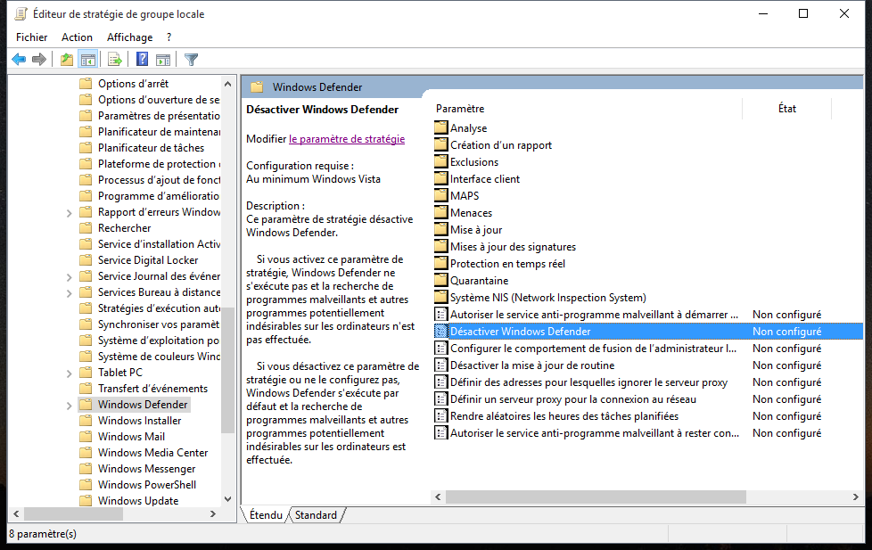 Comment Desinstaller Windows Defender Sur Vista