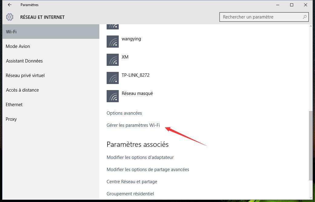 Oubliez les profils de réseau sans fil dans Windows 10